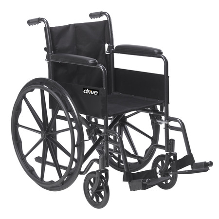 DRIVE MEDICAL Silver Sport 1 Wheelchair w/ Full Arms & Swing away Removable Footrest ssp118fa-sf